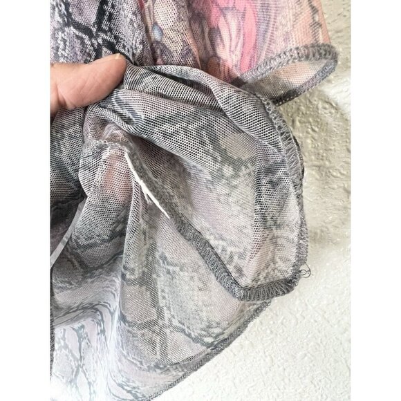 AGOLDE Vintage Mesh Top Y2K 00s Sheer Small Snake Print Mixed Media Romantic - Picture 7 of 10